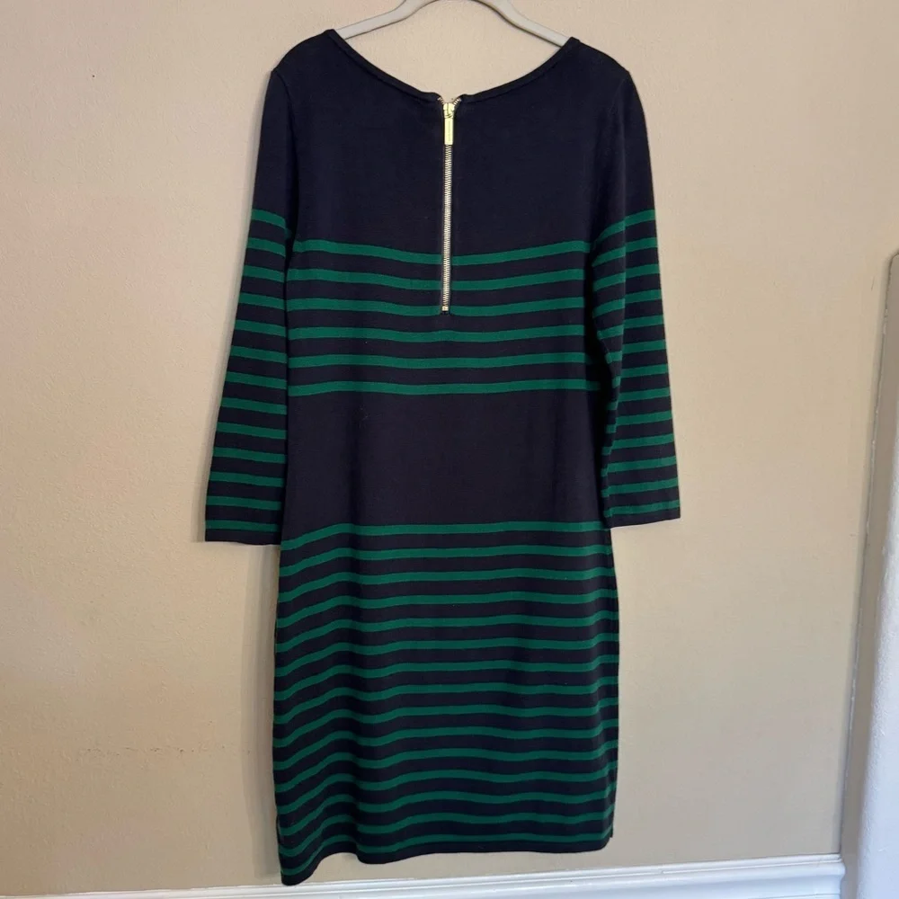 MICHAEL Michael Kors Striped Navy & Green Knit Dress Nautical Business Size L